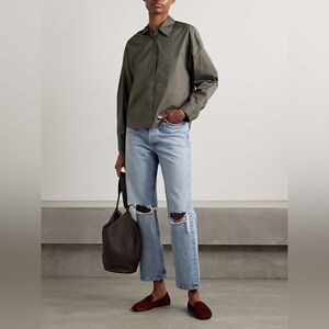 Agolde 90s Mid Rise Distressed Light Denim Button Fly Straight Blue Jeans 26